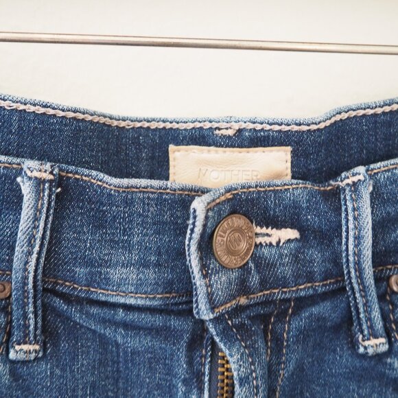 MOTHER HW Rascal Slit Flip Chew Denim Shorts sz 25 - Picture 5 of 10